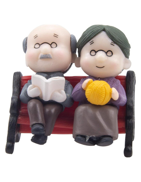 Mini Banco de Parque ODDIER Abuelo y Abuela Decoración Jardín