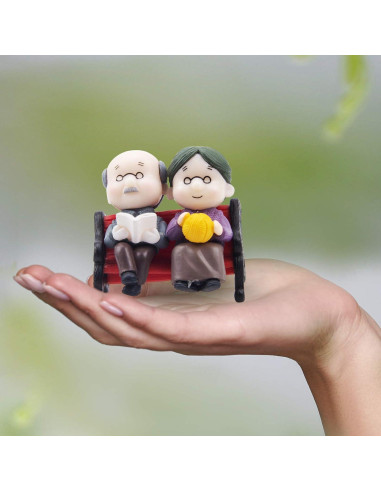 Mini Banco de Parque ODDIER Abuelo y Abuela Decoración Jardín