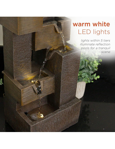 Fuente de Agua Multi-Nivel Alpine ZDQ110 48 cm con LED Gris