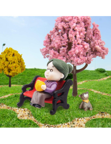 Mini Banco de Parque ODDIER Abuelo y Abuela Decoración Jardín