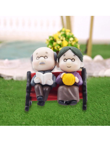 Mini Banco de Parque ODDIER Abuelo y Abuela Decoración Jardín