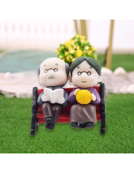 Mini Banco de Parque ODDIER Abuelo y Abuela Decoración Jardín