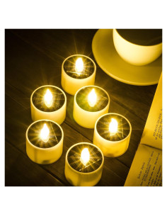 SoulBay 6 Velas de Té Solares IP65 Recargables para Jardín