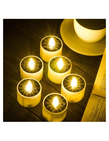 SoulBay 6 Velas de Té Solares IP65 Recargables para Jardín