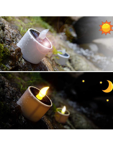 SoulBay 6 Velas de Té Solares IP65 Recargables para Jardín