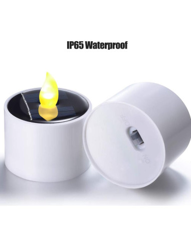 SoulBay 6 Velas de Té Solares IP65 Recargables para Jardín