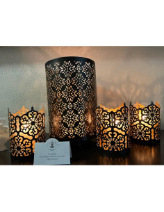 Portavelas Cortado en Diamante Hosley 20.32 cm Metal Negro 2