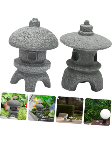 2 Figuras de Pagoda Miniatura NAMOARLY para Jardín Zen