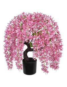 Árbol Bonsái Artificial GnFlus con Flores de Glicinia Rosa 47 cm