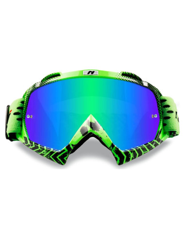 Gafas de Motocross NENKI NK-1019 Anti Niebla Verde Iridiscente