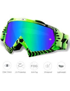 Gafas de Motocross NENKI NK-1019 Anti Niebla Verde Iridiscente 2