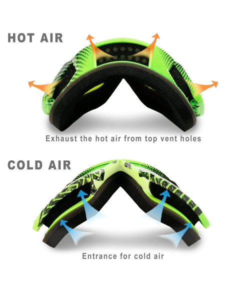 Gafas de Motocross NENKI NK-1019 Anti Niebla Verde Iridiscente