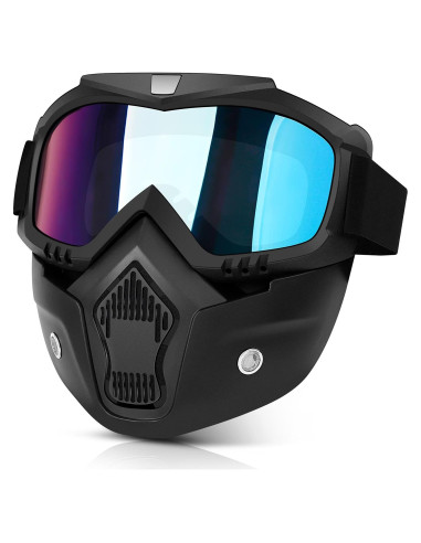 Gafas de Motocicleta BELINOUS con Máscara Facial Removible UV400