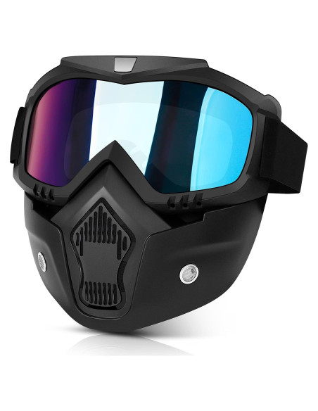 Gafas de Motocicleta BELINOUS con Máscara Facial Removible UV400
