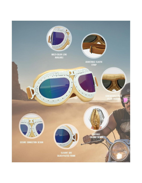 Gafas de Motocicleta CRG Sports T08SRG Vintage UV 100%