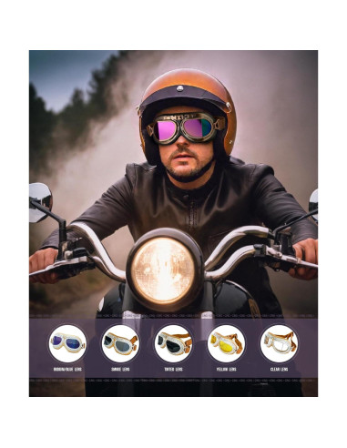 Gafas de Motocicleta CRG Sports T08SRG Vintage UV 100%