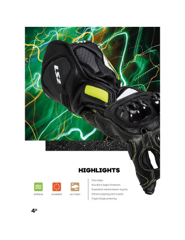 Guantes de Motocicleta LS2 Swift M Negro Amarillo