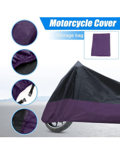 Cubierta de motocicleta impermeable uxcell XXL negra púrpura 2
