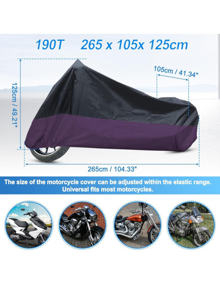 Cubierta de motocicleta impermeable uxcell XXL negra púrpura