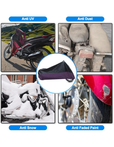 Cubierta de motocicleta impermeable uxcell XXL negra púrpura