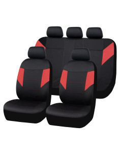 Funda de Asiento de Coche CAR-GRAND Juego Completo Negro y Rojo