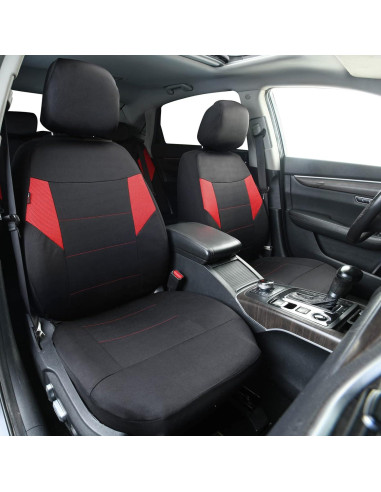 Funda de Asiento de Coche CAR-GRAND Juego Completo Negro y Rojo