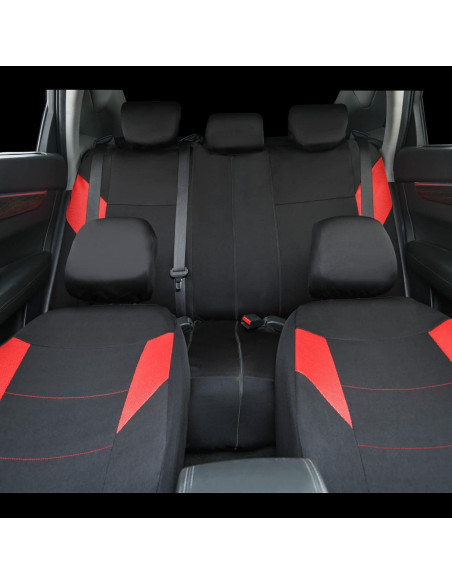 Funda de Asiento de Coche CAR-GRAND Juego Completo Negro y Rojo
