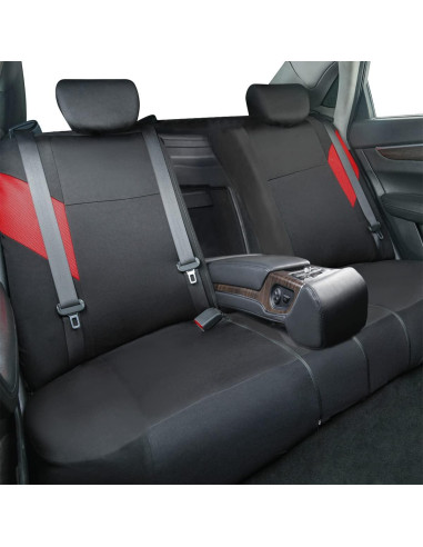 Funda de Asiento de Coche CAR-GRAND Juego Completo Negro y Rojo