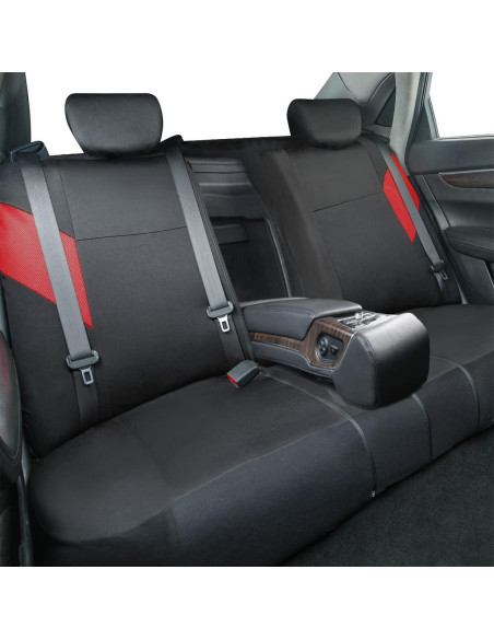 Funda de Asiento de Coche CAR-GRAND Juego Completo Negro y Rojo