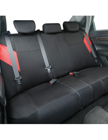 Funda de Asiento de Coche CAR-GRAND Juego Completo Negro y Rojo