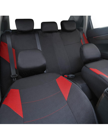 Funda de Asiento de Coche CAR-GRAND Juego Completo Negro y Rojo