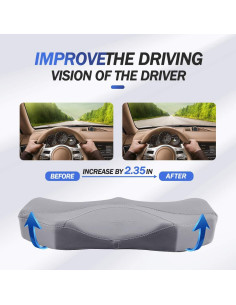 Cojín de Asiento de Coche KINGLETING Espuma Viscoelástica Gris 2