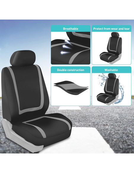 Cubiertas de Asientos de Tela FH Group - Ajuste Universal Gris