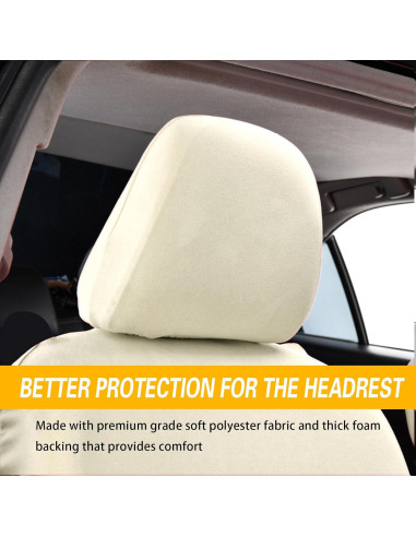 Fundas de Reposacabezas de Coche ijuicy 2 PCS Beige Transpirables