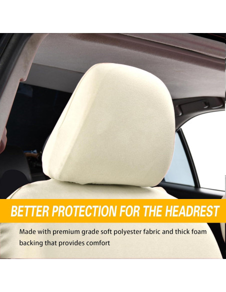 Fundas de Reposacabezas de Coche ijuicy 2 PCS Beige Transpirables