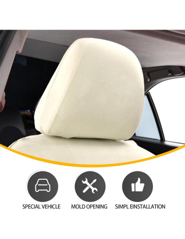 Fundas de Reposacabezas de Coche ijuicy 2 PCS Beige Transpirables