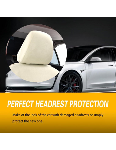 Fundas de Reposacabezas de Coche ijuicy 2 PCS Beige Transpirables