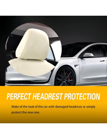 Fundas de Reposacabezas de Coche ijuicy 2 PCS Beige Transpirables