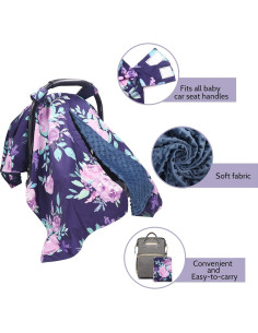 Funda de Asiento de Coche TANOFAR para Bebé Floral Morado 2