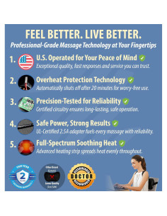 Masajeador Shiatsu Zyllion ZMA-25 con Calor 8 Nodos 1.5kg 2