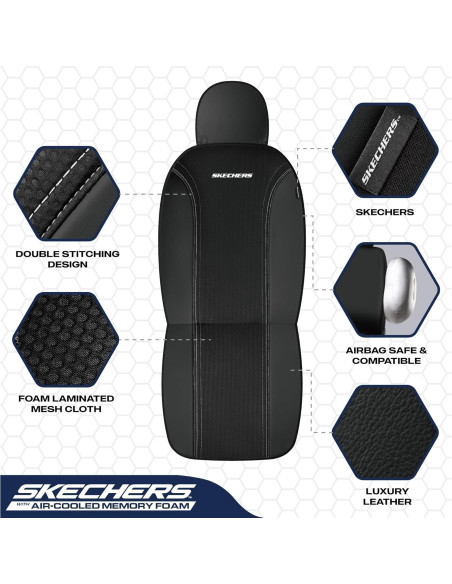 Fundas de Asiento Skechers con Espuma de Memoria, Negro