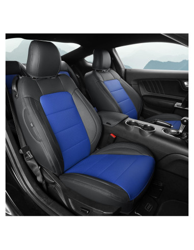 Fundas de Asiento Personalizadas GIANT PANDA para Ford Mustang 2015-2025 - Negro y Azul