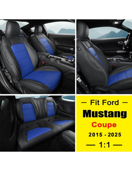 Fundas de Asiento Personalizadas GIANT PANDA para Ford Mustang 2015-2025 - Negro y Azul