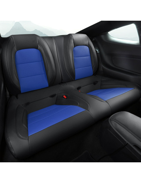Fundas de Asiento Personalizadas GIANT PANDA para Ford Mustang 2015-2025 - Negro y Azul