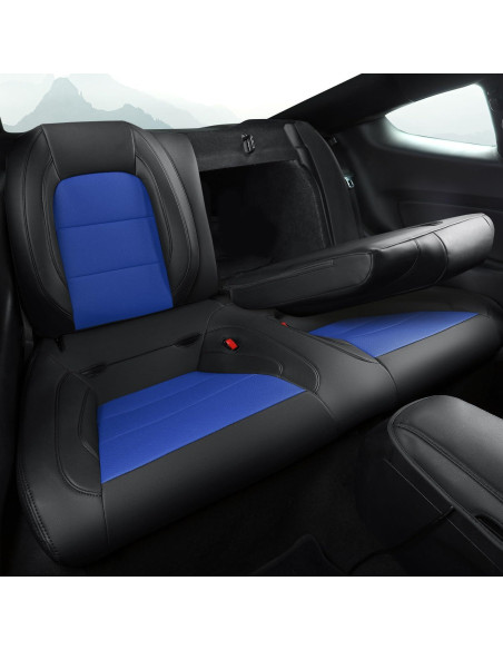 Fundas de Asiento Personalizadas GIANT PANDA para Ford Mustang 2015-2025 - Negro y Azul