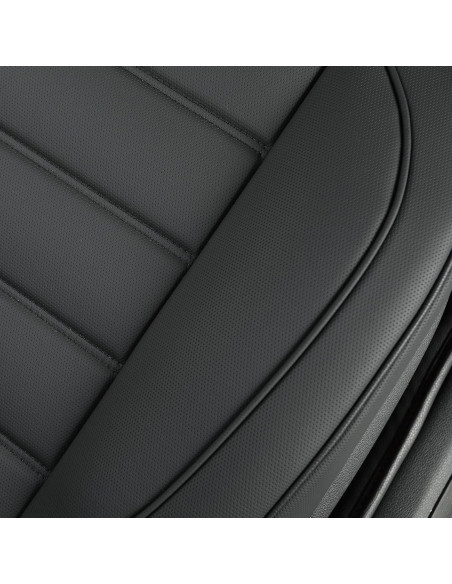 Fundas de Asiento de Coche Vankerful 2 PCS Cuero Impermeable Negro