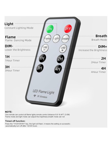 Luz LED Efecto Llama Noieyal con Control Remoto y Temporizador