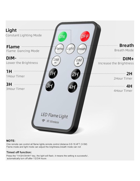 Luz LED Efecto Llama Noieyal con Control Remoto y Temporizador