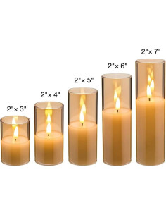 Set de 5 Velas LED Sin Llama Eywamage Doradas con Control Remoto 2