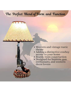 Juego de 2 Lámparas de Mesa Rústicas Revólver 6 Tiros 2